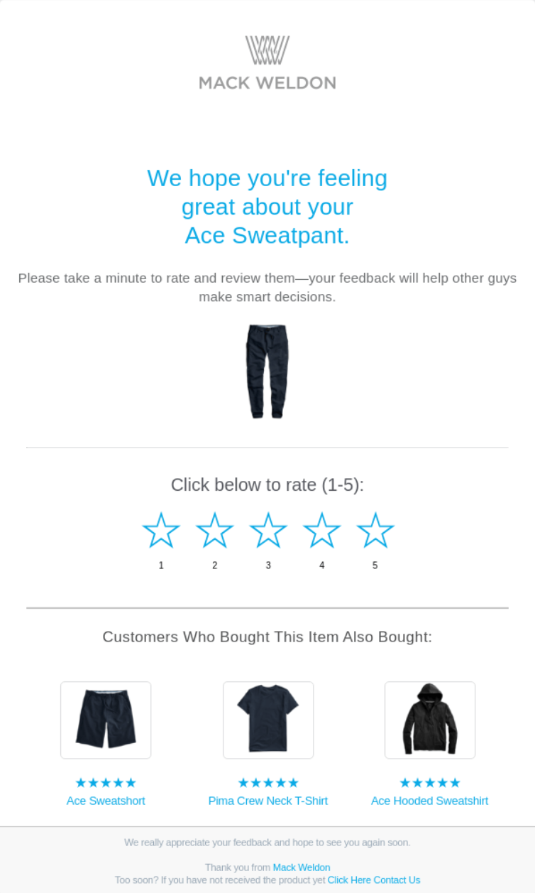 Mack Weldon cross selling email